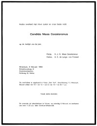 Overlijdensbericht Adriënne Petronella (Candida) MG (1900-1965)
